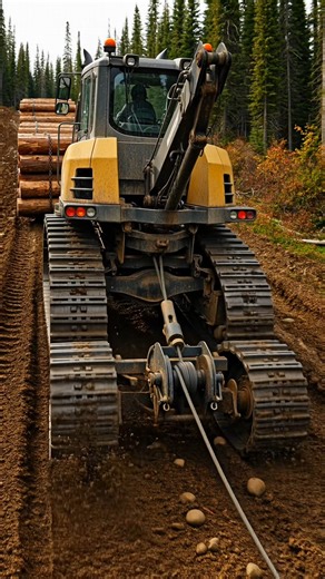 Cable-assisted forwarder conquering steep hills! 🪵🚜 Safe & powerful logging. Tough terrain win? Thoughts! 🔥 #Forwarder #LoggingMachinery #CableAssist #HeavyForestry #Engineering | Hilarity Hub