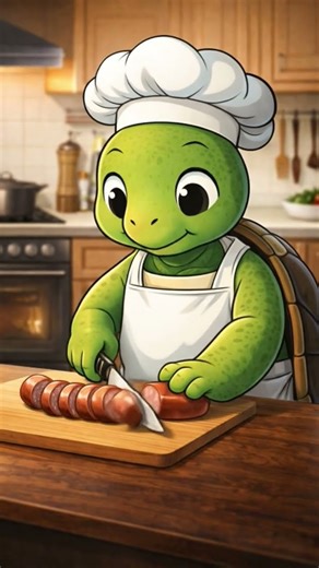 Turtle cook at your Service🥰🤩😍😋🍳#cute #cooking #animated #animallove #cuteturtle #kitchen #love