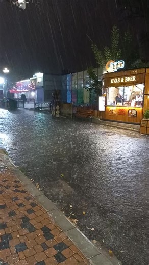 Captivating Night Rainstorm in Urban Setting