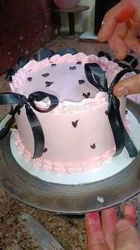 Viral Ribbon Cake Tutorial #shorts #viral #cake #popular #pinkcake #youtubeshorts