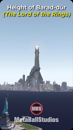 MetaBallStudios ✨ | Barad-dûr (Lord of the Rings) in perspective! 1500 m 🤯🌋 Barad-dûr was built by Sauron in the land of Mordor, not far from the volcano... | Instagram
