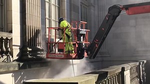 1.2K views · 67 reactions | The exterior cleaning of Marble House continues, using low-pressure steam to remove built-up dust, grime and pollutants, leaving the marble unharmed and much whiter than before. This project will extend to the end of the month. Marble House is closed now, but will reopen for “Holidays at The Newport Mansions,” on Nov. 20. #NewportMansions #MarbleHouse #history #preserve #conserve #architecture #design #Monday #mondaymotivation | Newport Mansions | Facebook