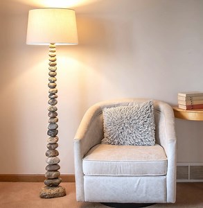 Stacked Stone Floor Lamp: 5-foot Rustic Nautical Decor - Etsy