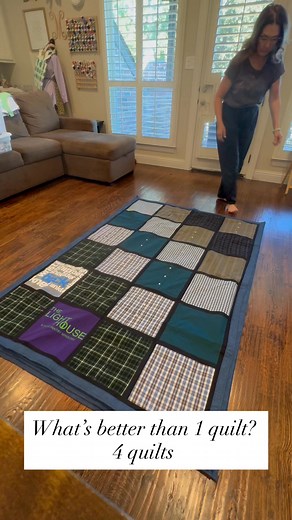 It is a privilege to make these quilts to honor beloved father. Can I make a memory quilt for you? #memoryquilt #heirlooms #alwaysremember | Sew Happy Quilts