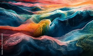 Abstract waves of color flow in vibrant hues, creating a dynamic, mesmerizing visual experience.