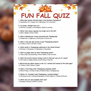 Fall Trivia Game, Autumn Printable Party Family Fun Enjoyable Thanksgiving Activity Quiz - Etsy Australia