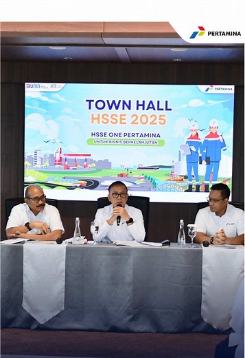 Pertamina tegaskan komitmen sinkronisasi implementasi strategi HSSE di seluruh lini bisnis dan operasi Pertamina Group. Semangat “HSSE One Pertamina Untuk Bisnis Berkelanjutan” Town Hall HSSE 2025 sebagai langkah menciptakan budaya keselamatan yang menyeluruh dan berkelanjutan, sekaligus mendukung pencapaian target perusahaan dalam lingkungan bisnis yang semakin dinamis. #EnergizingYou