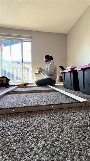 True story😌 I eye balled placement but man it looks measure😎 up cycling an old bed frame into a table so more to come! I’m definitely investing in a nail gun!🤪🤣🤣 #upcycling #DIY #woodworking