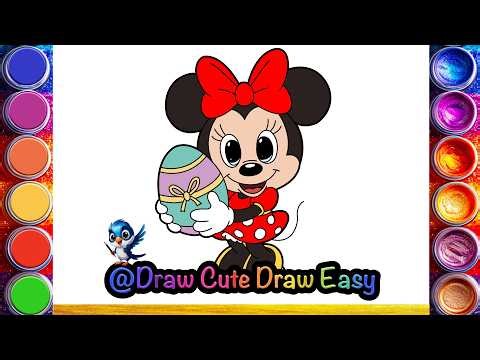 How to Draw Minnie Mouse 🩷 Step by Step Cartoon Drawing for Kids 💕| Draw Cute Draw Easy