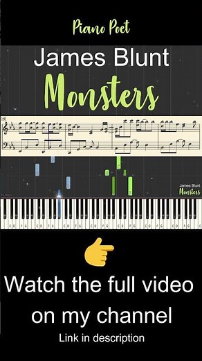 Monsters - James Blunt (Piano Tutorial) #jamesblunt #monsters #pianotutorial #shorts