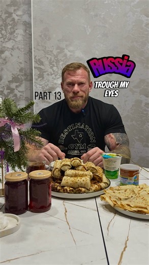 Dennis Wolf on Instagram: "Hey friends! After a hard workout, you need proper fuel. But sometimes your soul craves not chicken and rice, but… RUSSIAN BLINI! 🥞 Thin, lacy, with butter, sour cream, caviar, or whatever your heart desires. This is my all-time favorite dish – it fuels energy and mood! I recommend it to everyone! Want my perfect blini recipe? DM me!😂🤌🏻 perfect"