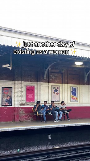 It’s the sign behind them for me. Around 15 men were staring, whistling and filming - this just captured a snippet and a small group of them. Even ONE man doing this would be scary enough. #harassment #publicharassment #patriarchy #womensrights #feminismo #feminism #menarescary🙃 #fyp #fypシ