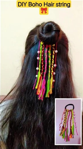 DIY Boho Hair String Making 🌸 | Colorful Hair Accessory |#shorts#bohohairstyle #hairaccessories#boho
