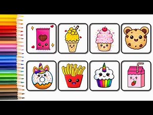 8 Cute Kawaii Food Drawings 🌈 | Easy Drawing Ideas for Kids