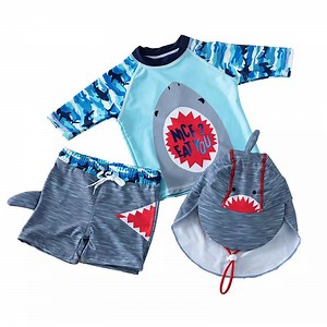[Hot Item] Kids Children Swimwear Round Neck Boys Swimsuit Two Piece Swimwear