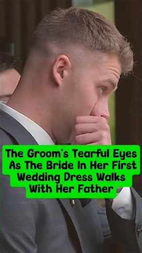 The Groom’s Tearful Eyes As The Bride In Her First Wedding Dress Walks With Her Father. #wedding