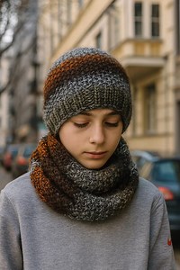 Knit Hat and Infinity Scarf Pattern Set • Ribbed Hat   Moss Stitch Cowl - Etsy Canada