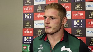 11K views · 147 reactions | Thomas Burgess gives his Fujitsu Post-match Reaction from the sheds of ANZ Stadium after tonight's Good Friday clash with the Canterbury-Bankstown Bulldogs. | South Sydney Rabbitohs | Facebook