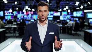 Male News Anchor Speaking in a Broadcast Studio | Premium Stock Video Footage