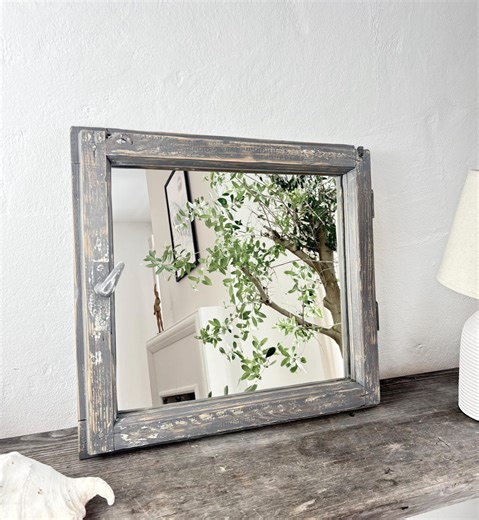 Antique Window Mirror Rustic Farmhouse Navy Blue Mirror French Country Mirror Shabby Chic Window Frame Mirror Pastel Wall Decor 56x50 Cm - Etsy