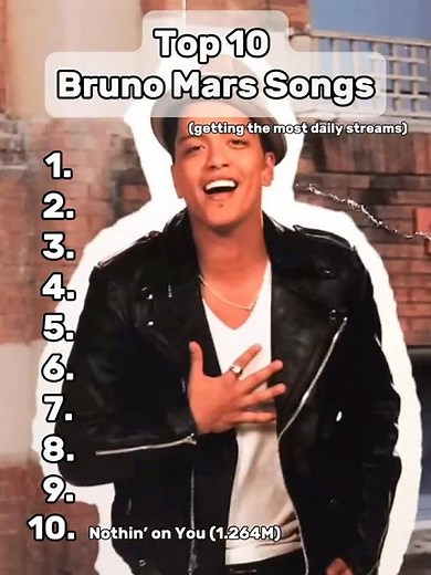 Top 10 Bruno Mars songs getting the most daily streams (right now) (6) #brunomars #dailystreams