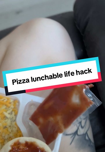 I still love these cheese pizza lunchables! Look at this life hack! Why couldnt i learn this sooner 🤣 #lifehack #hack #fyp #foodietiktok #lunchable #trick #yummy #pizza