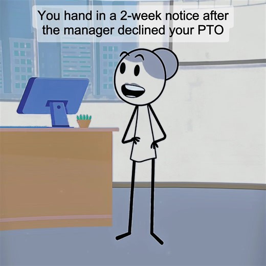 You hand in a 2-week notice after the manager declined your PTO 😎 Audio credits:@mell 🐝 #animation #animationmeme #corporatelife #work #workplace #manager #managersbelike #fyp #foryou #usa🇺🇸