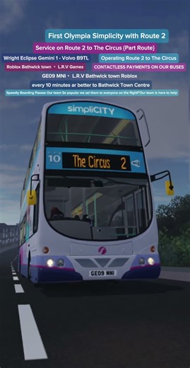 #bathwicktown First Olympia Simplicity Wright Eclipse Gemini 1 - Volvo B9TL On Roblox Bathwick town