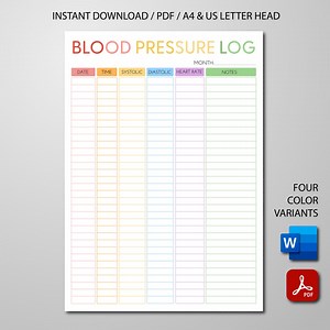 Blood Pressure Log Printable Blood Pressure Chart, Blood Pressure Tracker Sheet, Weekly Blood Pressure Log, BP Chart, Instant Download PDF - Etsy