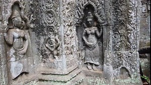 bas-reliefs depicting the divine dancer Apsara, the temple of TA Prom Angkor Wat (Siem reap, Cambodia)