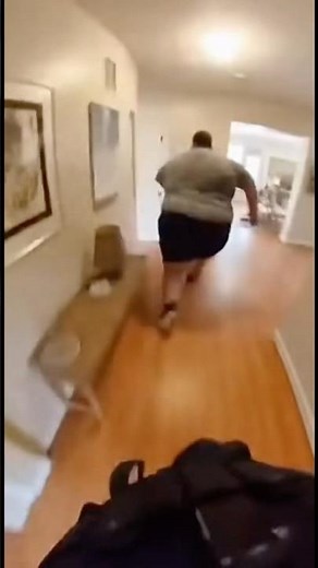Obese Man Tries to Run from Cop, Destroys House 💥🚔 #CopChase #Running #OMG
