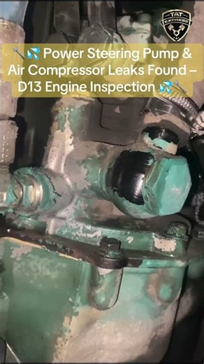 🔧💦 Power Steering Pump & Air Compressor Leaks Found – D13 Engine Inspection 💦🔧