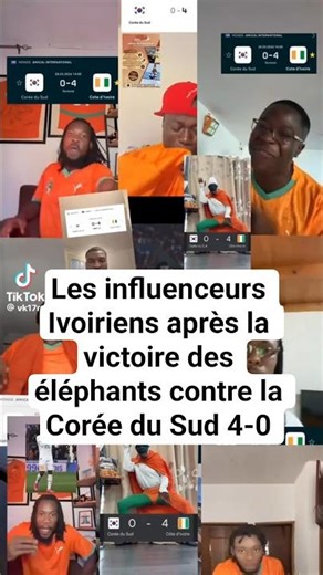 Les influenceurs Ivoiriens après la victoire des éléphants contre la Corée du Sud 4-0