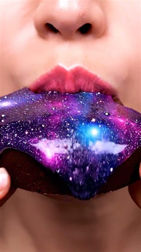 Galaxy Cake Eating ASMR 🌠 Extreme Gooey Lava Close-Up