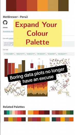 Emil’s GitHub has tons of custom color palette R packages to help make your data plots look better🤩