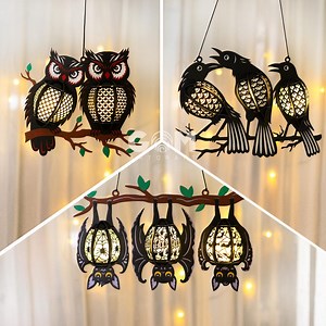 Set 3 Owl Lantern, Bat Lantern, Crow Lantern SVG - Paper Lantern for Halloween Decoration - Diy Halloween Lantern Paper Cut - Etsy