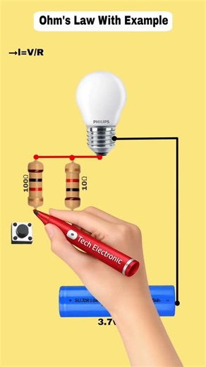 ohm' s law practical 3.7v battery se current kaise nikale simple circuit & calculation