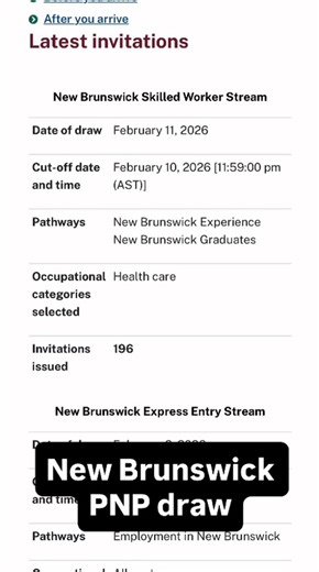 New Brunswick PNP draw. Steps to apply your PNP Create your EOI Get ITA Apply PNP Need assistance call us at 647-250-2083 #westernoverseas #nb #atlantic #aip #immigration