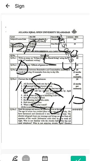 Aiou past paper 1424 ,Autumn 2024 pastpaper 1424
