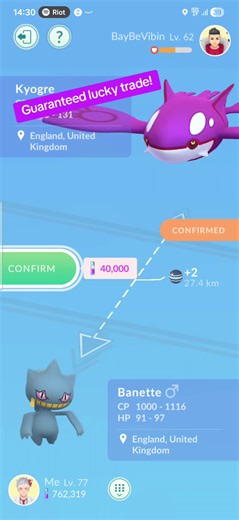 definitely won in this trade LOL #shiny #pokemongo #pokemon #kyogre#lucky