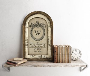 Monogram Wall Art | Arch Window Frame | Personalized Gift | Custom Farmhouse Decor | - Etsy
