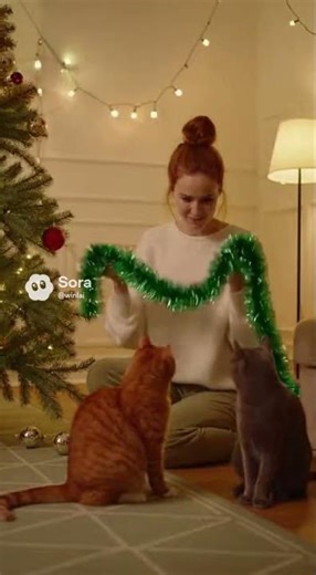 Is My Cat About To Speed-Explode The Christmas Tree? 🎄 #cat #xmas #shorts