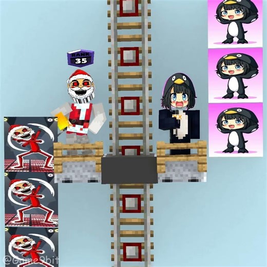 Evil Sprunki Santa Claus and Sprunki Gugugaga in a nonstop singing challenge to reach rank 9999!
