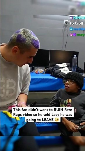 This fan didn’t want to RUIN Faze Rugs video so he told Lacy he was going to LEAVE 😳 #lacy #fazerug