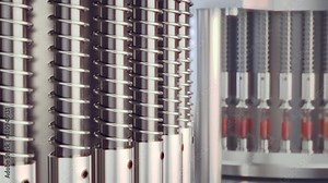 Pharmaceutical manufacturing line at pharmacy factory.