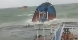 Terrifying Moment Severe Storms Cause An Oil Tanker To Split In Half