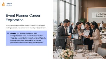 Event Planner Career Exploration 101 Role Skills Salary Pathway Grades 4-12 PPTX