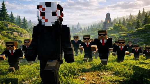 Defending a player with 100 Minecraft bodyguards