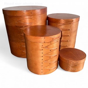 Vintage Shaker Style Bent Wooden Nesting Storage Boxes Set Cottage Decor