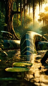 La Anaconda Verde: la reina gigante y silenciosa del Amazonas La anaconda verde es una de las serpientes más impresionantes del planeta. No usa veneno: caza con fuerza, paciencia y sigilo en ríos y pantanos. 🐍🌿 Si ves una sombra moverse en el agua… tal vez no sea la corriente. 😱 | Naturaleza y vida silvestre
